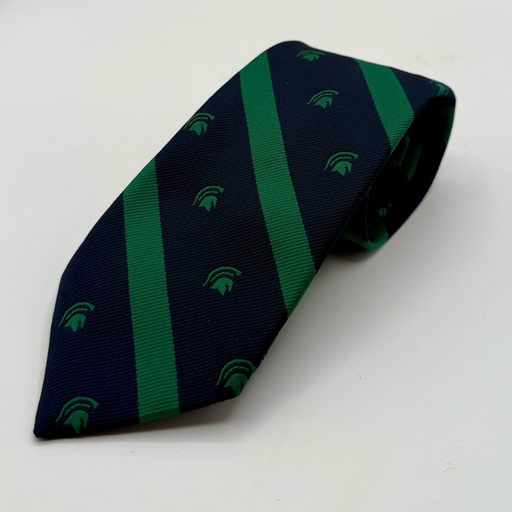 Michigan State Spartans Logo Navy/Green Stripe Men's Neck Tie MMG College Gear